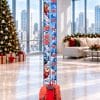 Ring the Jingle Bell - Christmas Test Your Strength high striker hire Dublin concept artwork | Entertainment Solutions Ring the Jingle Bell Christmas-dressed Test Your Strength high striker with festive Alpine artwork, set up in an office for a corporate Christmas party (concept artwork)