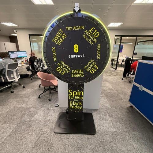 Branded prize wheel hire for Samsung