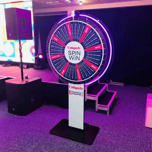 Branded prize wheel hire for Uniquely